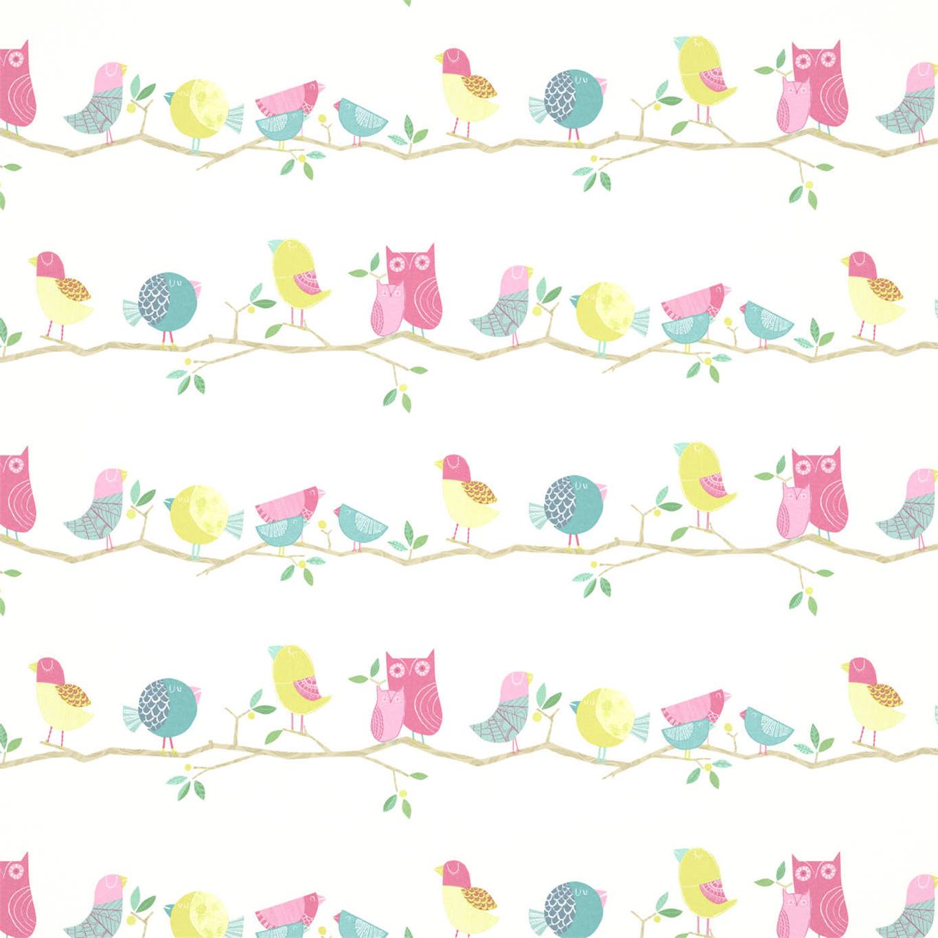 Обои Harlequin Book of Little Treasures What A Hoot Pink Aqua Apple and Natural 112650