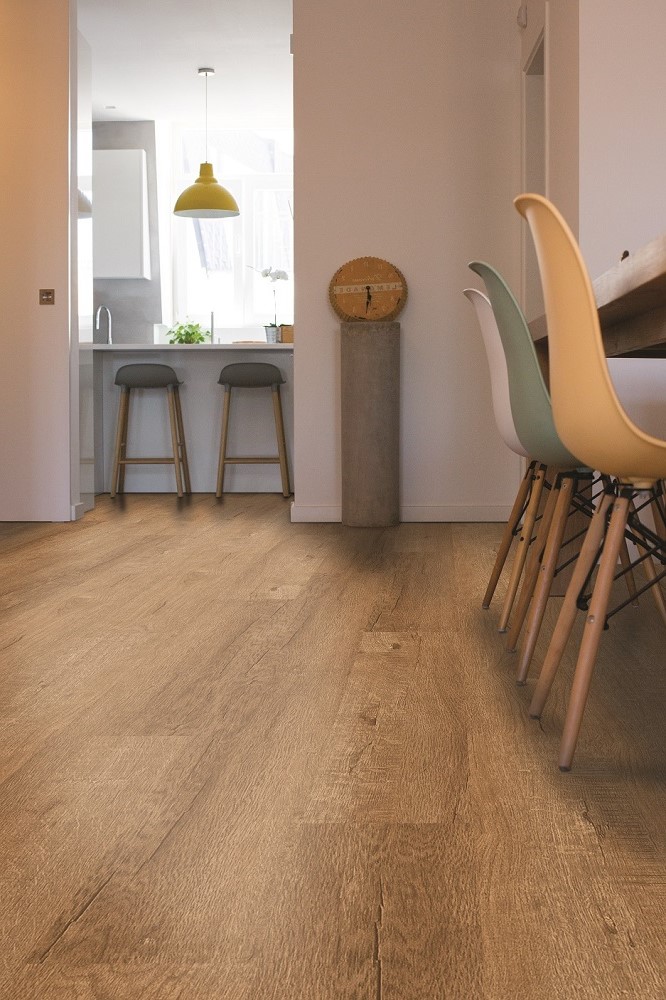 Пробковый пол клеевой CorkArt Design concept Enzo PY 4017 LNN X 1200×210×6 фото в интерьере