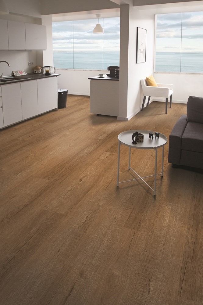 Пробковый пол клеевой CorkArt Design concept Enzo PY 4017 LNN X 1200×210×6 фото в интерьере