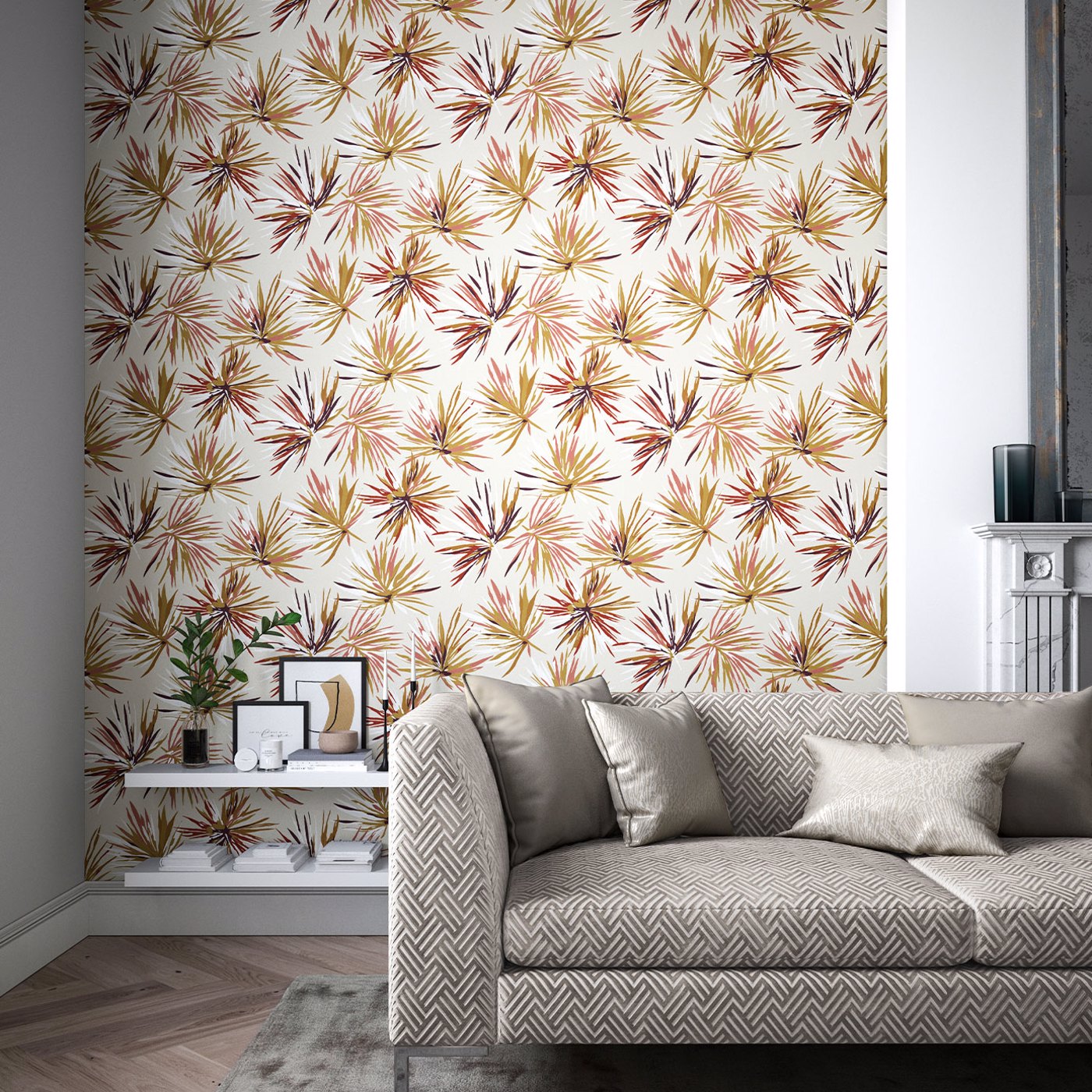 Обои Harlequin Momentum 7 Aucuba Gold/Rosewood/Parchment 112745 фото в интерьере
