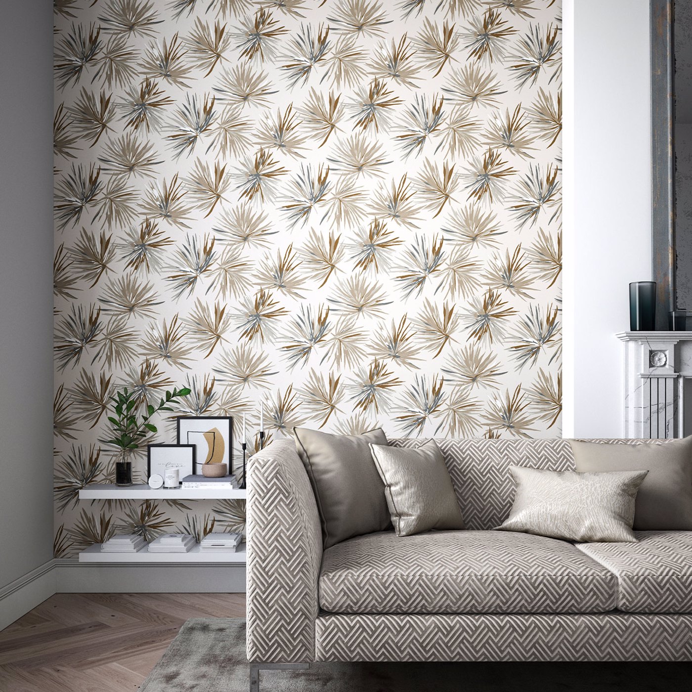 Обои Harlequin Momentum 7 Aucuba Bronze/Sediment/Pearl 112746 фото в интерьере