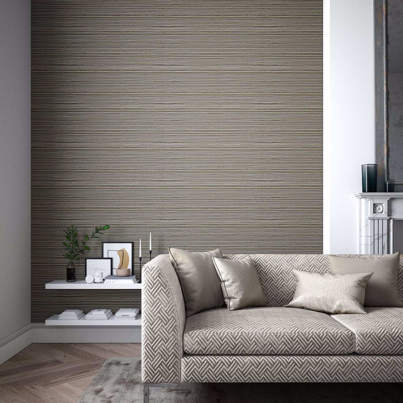 Обои Harlequin Momentum 7 Gradiate Ebony/Parchment 112755 фото в интерьере