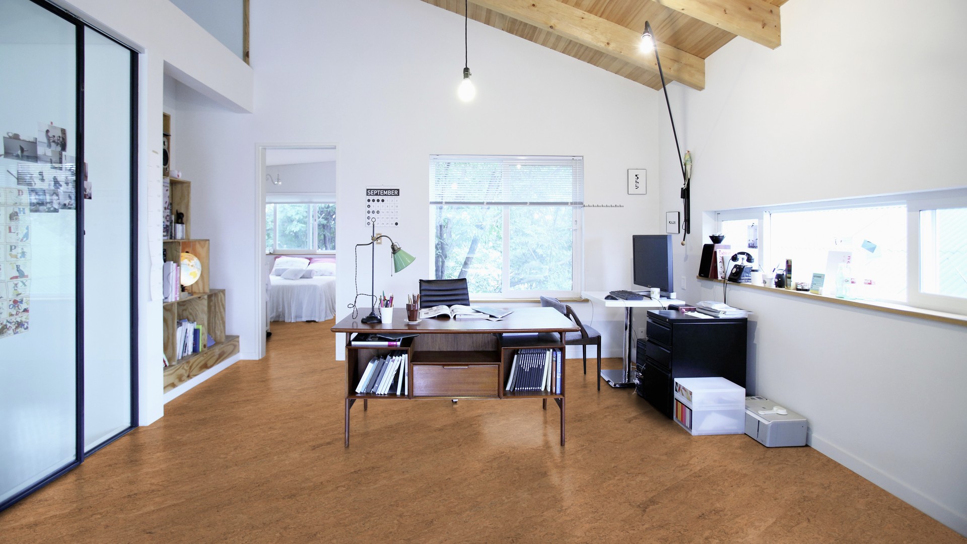 Пробковый пол клеевой Wicanders Cork Pure Originals Symphony AJAJ004 600×300×6 фото в интерьере