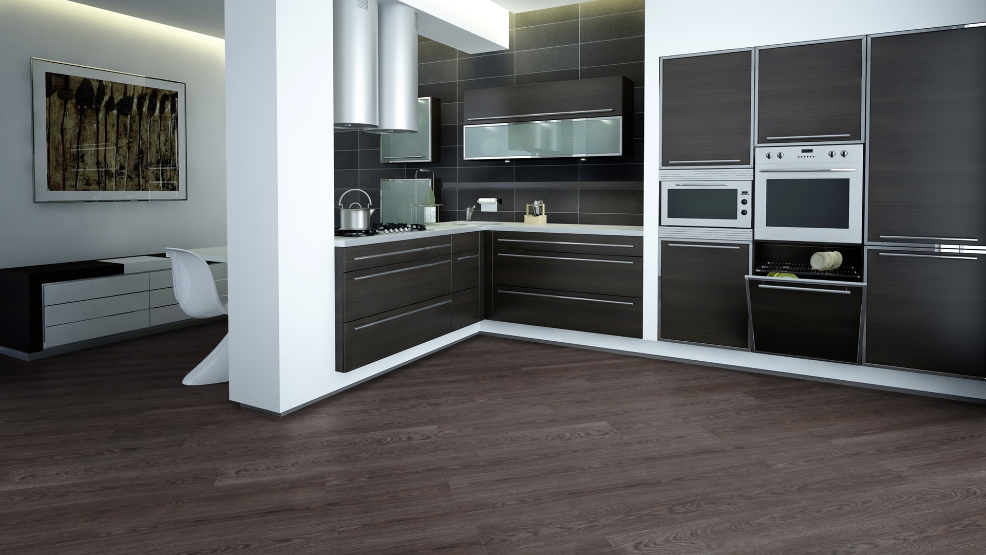 Пробковый пол замковый Wicanders Wood Essence Coal Oak D8F2001 1830×185×11,5 фото в интерьере Пробковый пол замковый Wicanders Wood Essence Coal Oak D8F2001 1830×185×11,5 фото в интерьере