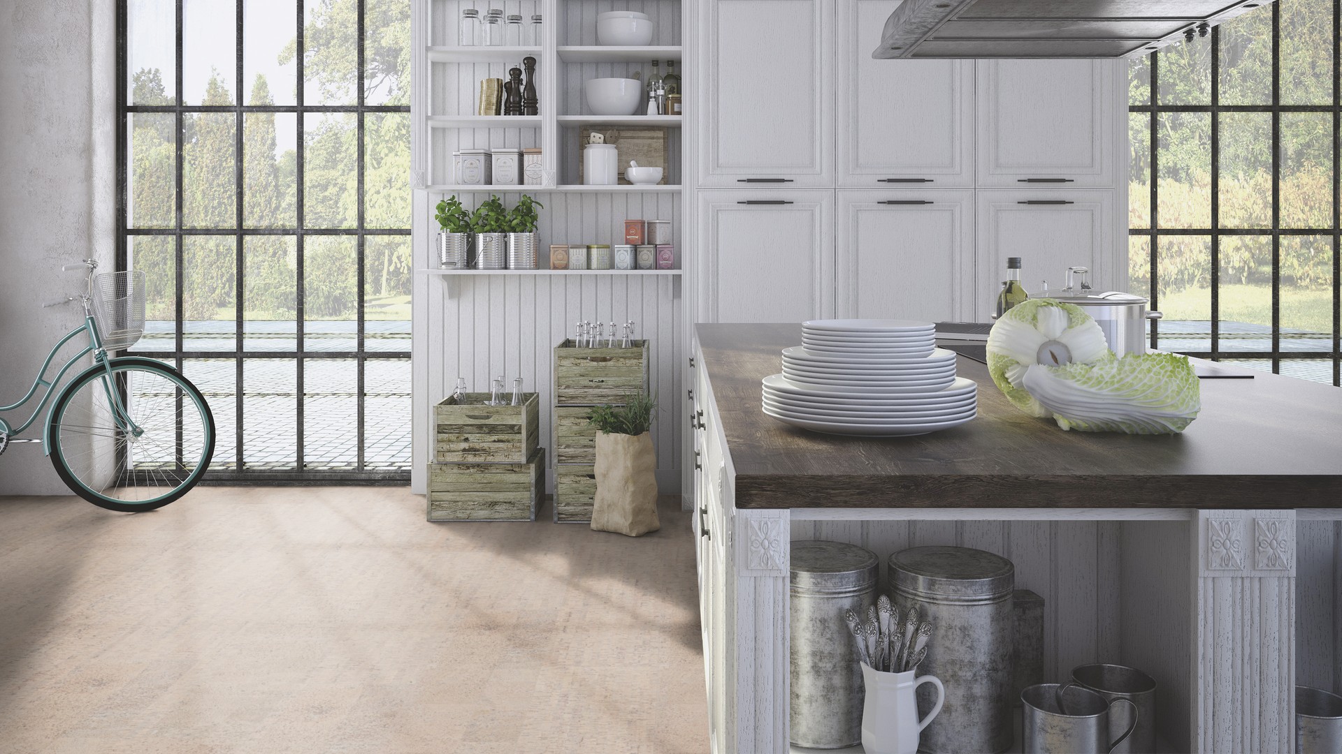 Пробковый пол клеевой Wicanders Cork Pure Fashionable Antique White AJ8K001 600×300×4 фото в интерьере Пробковый пол клеевой Wicanders Cork Pure Fashionable Antique White AJ8K001 600×300×4 фото в интерьере