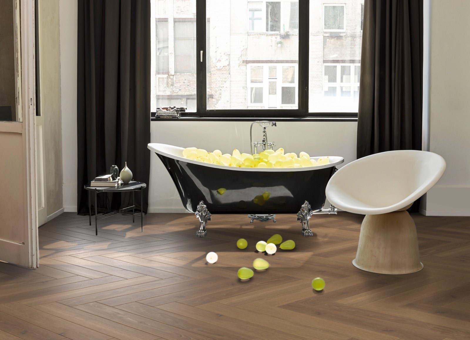 Ламинат Parador Trendtime 3 Дуб Студиолайн медовый Studioline Honey 1747864 венгерская елка 858×143×8 фото в интерьере