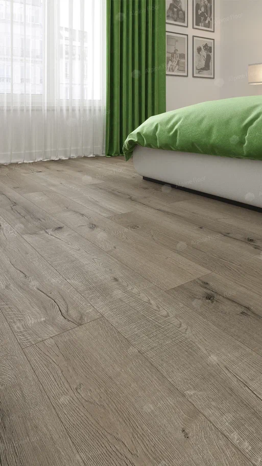 Кварцвиниловый SPC ламинат Alpine Floor Real Wood Дуб Вердан ECO 2-4 1220×183×6 фото в интерьере