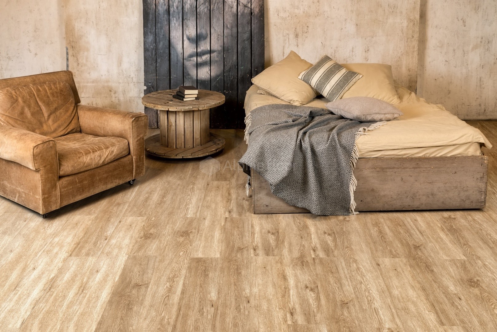 Кварцвиниловый SPC ламинат Alpine Floor Grand Sequoia Миндаль ECO 11-6 1220×183×4 фото в интерьере
