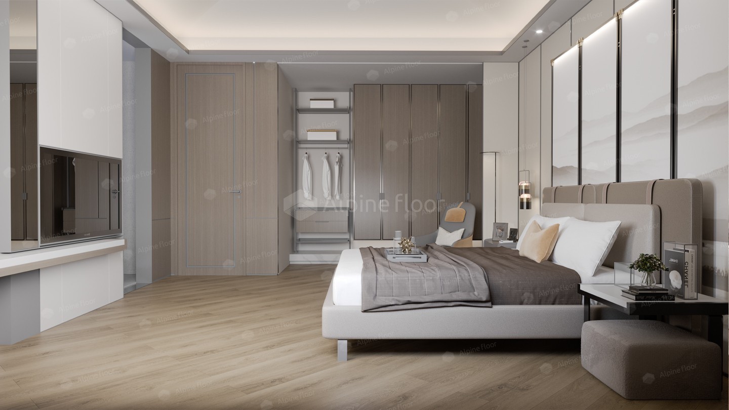 Кварцвиниловый SPC ламинат Alpine Floor Grand Sequoia Вайпуа ECO 11-19 1220×183×4 фото в интерьере