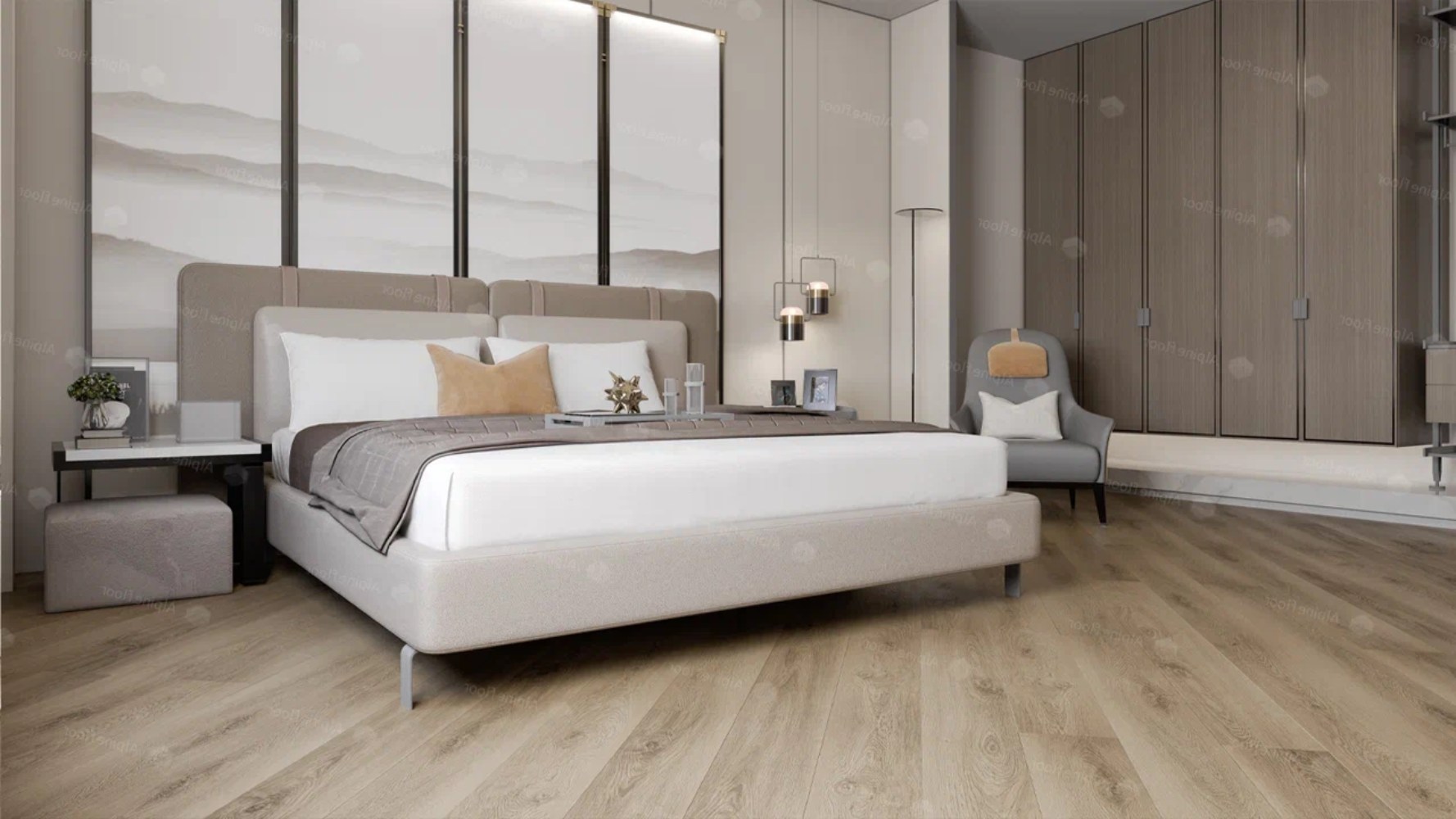 Кварцвиниловый SPC ламинат Alpine Floor Grand Sequoia Вайпуа ECO 11-19 1220×183×4 фото в интерьере