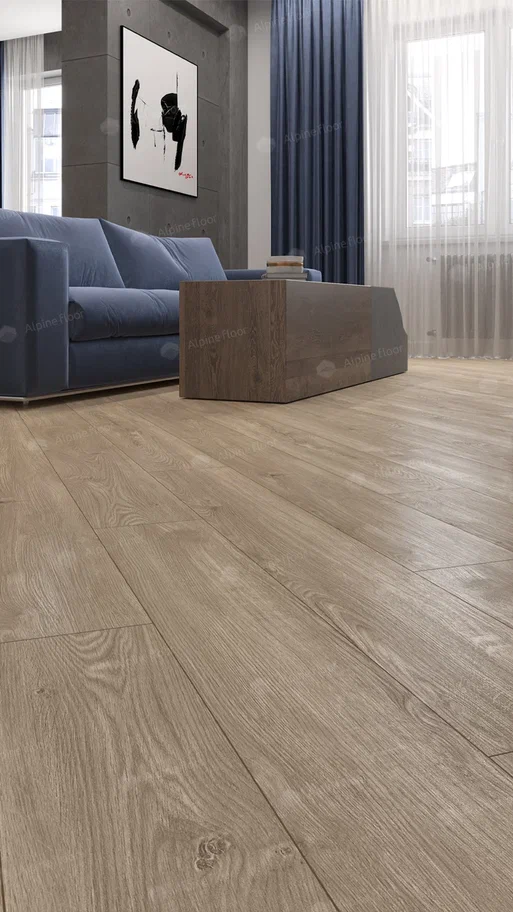 Кварцвиниловая плитка Alpine Floor замковая Sequoia LVT Коньячная ECO 6-2 1219,2×184,2×3,2 фото в интерьере