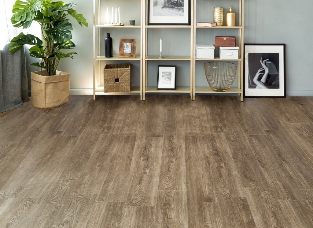 Кварцвиниловый SPC ламинат Alpine Floor Sequoia Темная ECO 6-12 1220×183×4 фото в интерьере