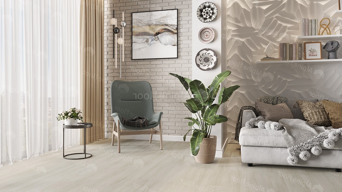 Кварцвиниловый SPC ламинат Alpine Floor Solo Виваче ECO 14-2 1220×183×3.5 фото в интерьере