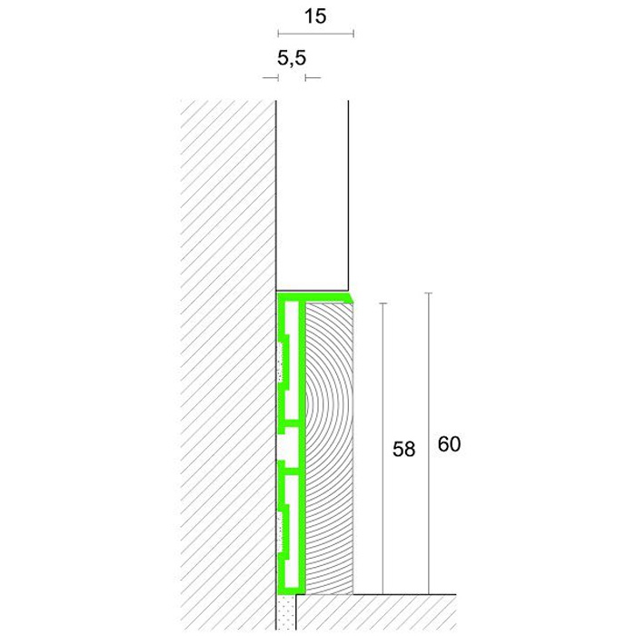 Плинтус алюминиевый скрытый Madest Decor 2400×60×15 Плинтус алюминиевый скрытый Madest Decor 2400×60×15