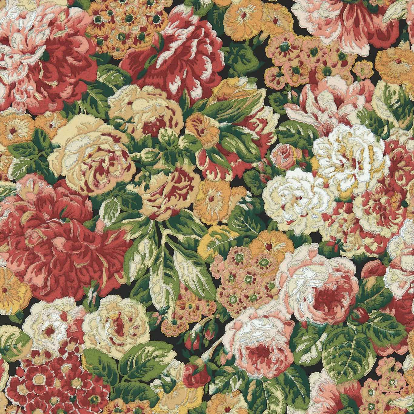 Обои Sanderson One Sixty Rose And Peony Amanpuri Red/Devon Green 217028