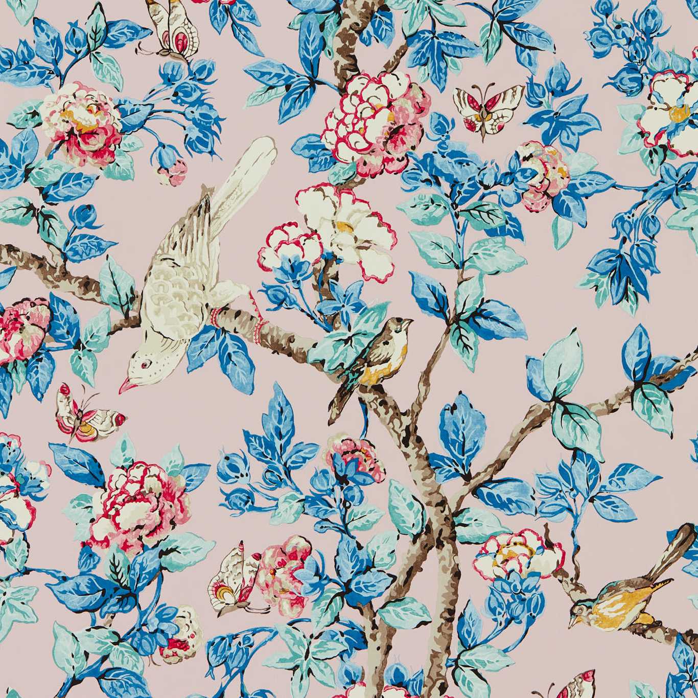 Обои Sanderson One Sixty Caverley Rose/French Blue 217035
