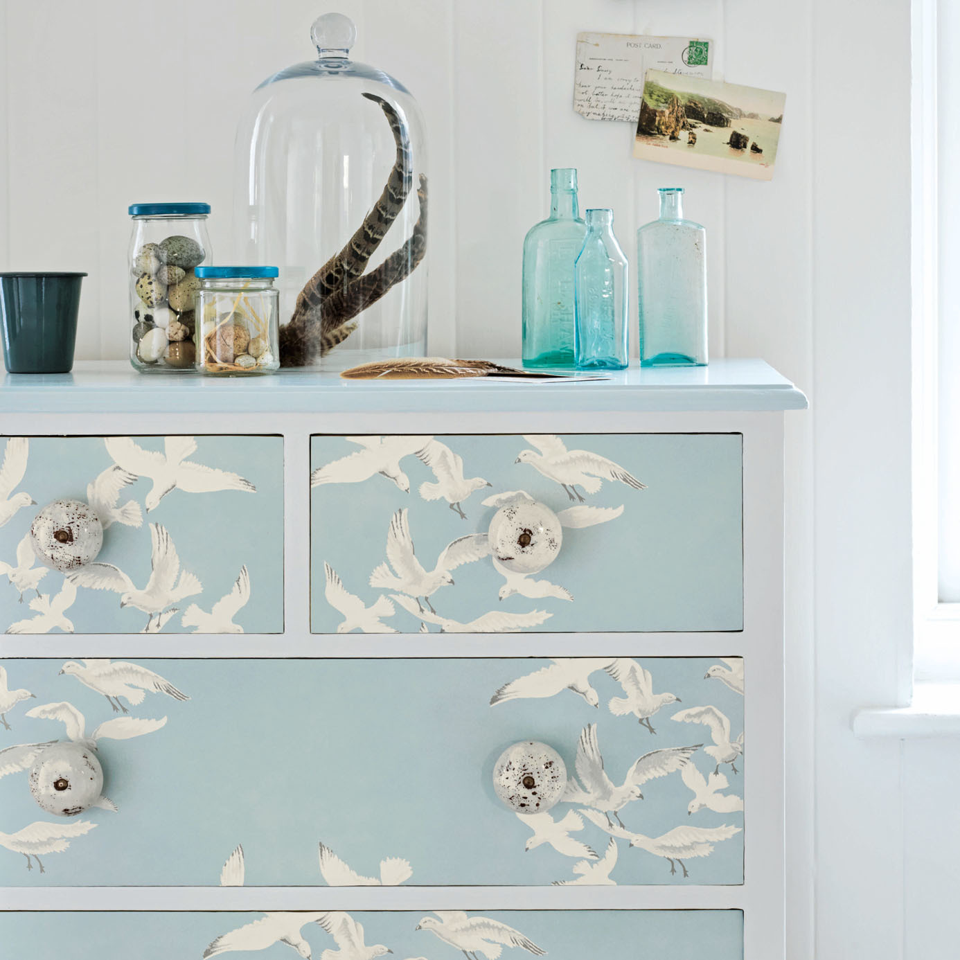 Обои Sanderson One Sixty Seagulls Blue 214585 фото в интерьере