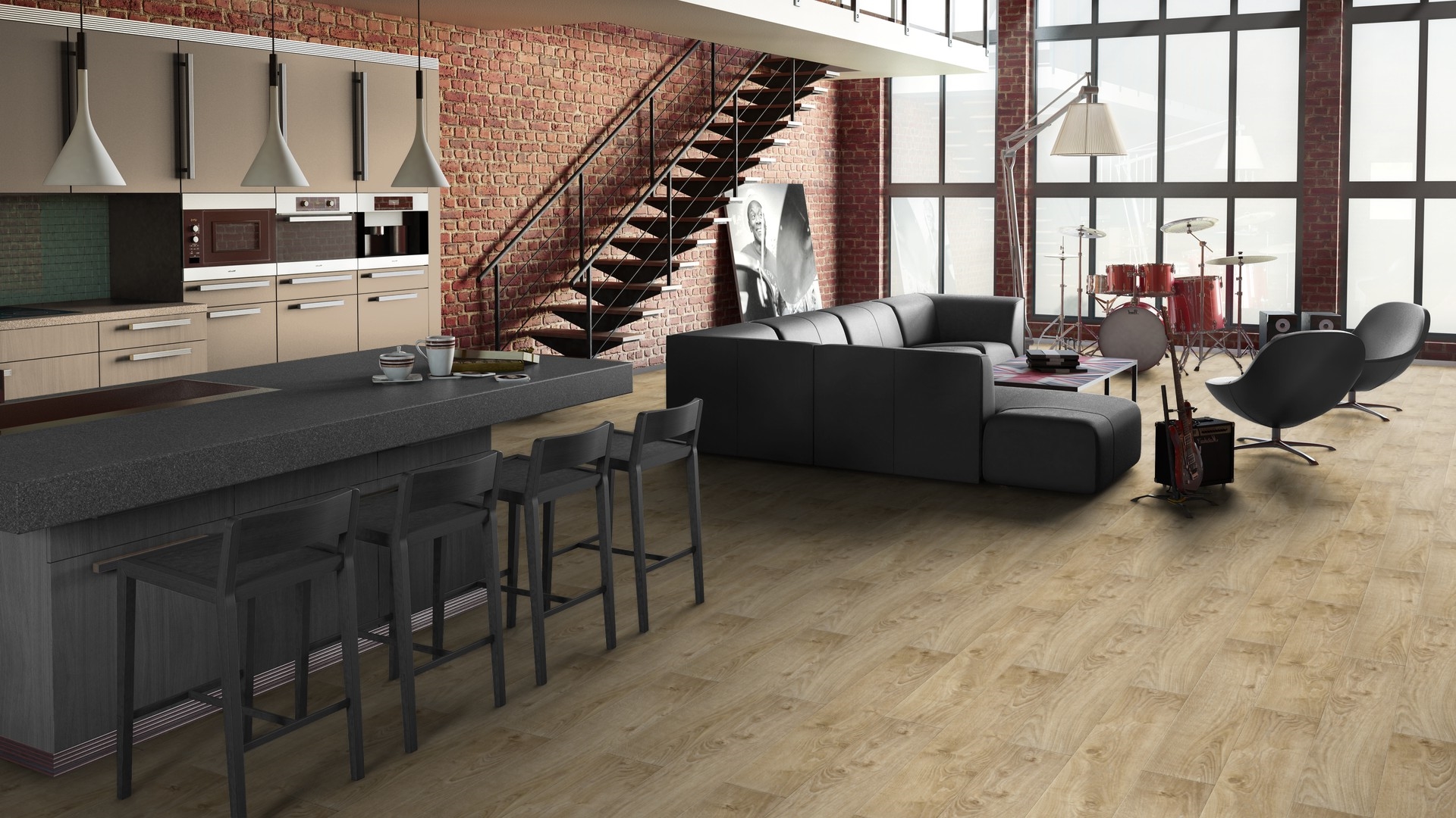 Ламинат Tarkett Estetica Oak Danvile yellow 504015056 1292×194×9 фото в интерьере
