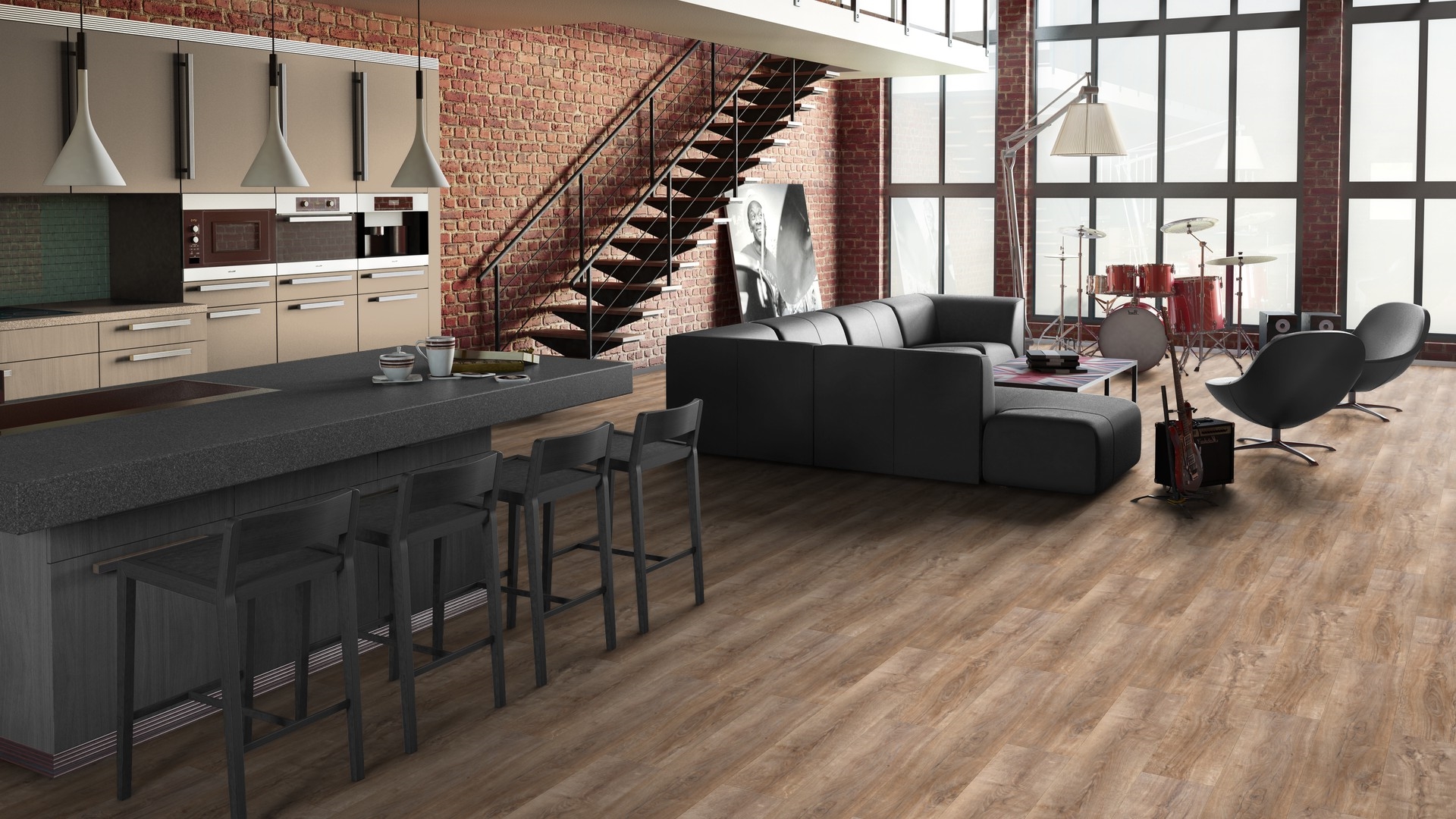 Ламинат Tarkett Estetica Oak Effect light brown 504015028 1292×194×9 фото в интерьере