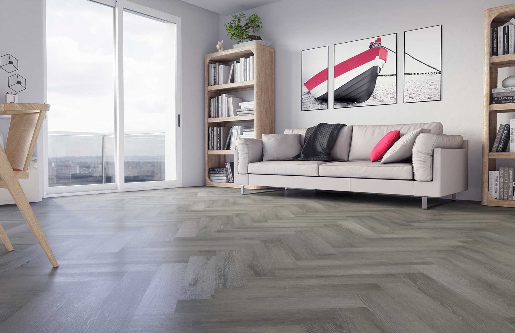 Кварцвиниловый SPC ламинат Fargo Parquet Дуб Вулканический Пляж 33-2074-05 венгерская елка 615×123×4 фото в интерьере Кварцвиниловый SPC ламинат Fargo Parquet Дуб Вулканический Пляж 33-2074-05 венгерская елка 615×123×4 фото в интерьере