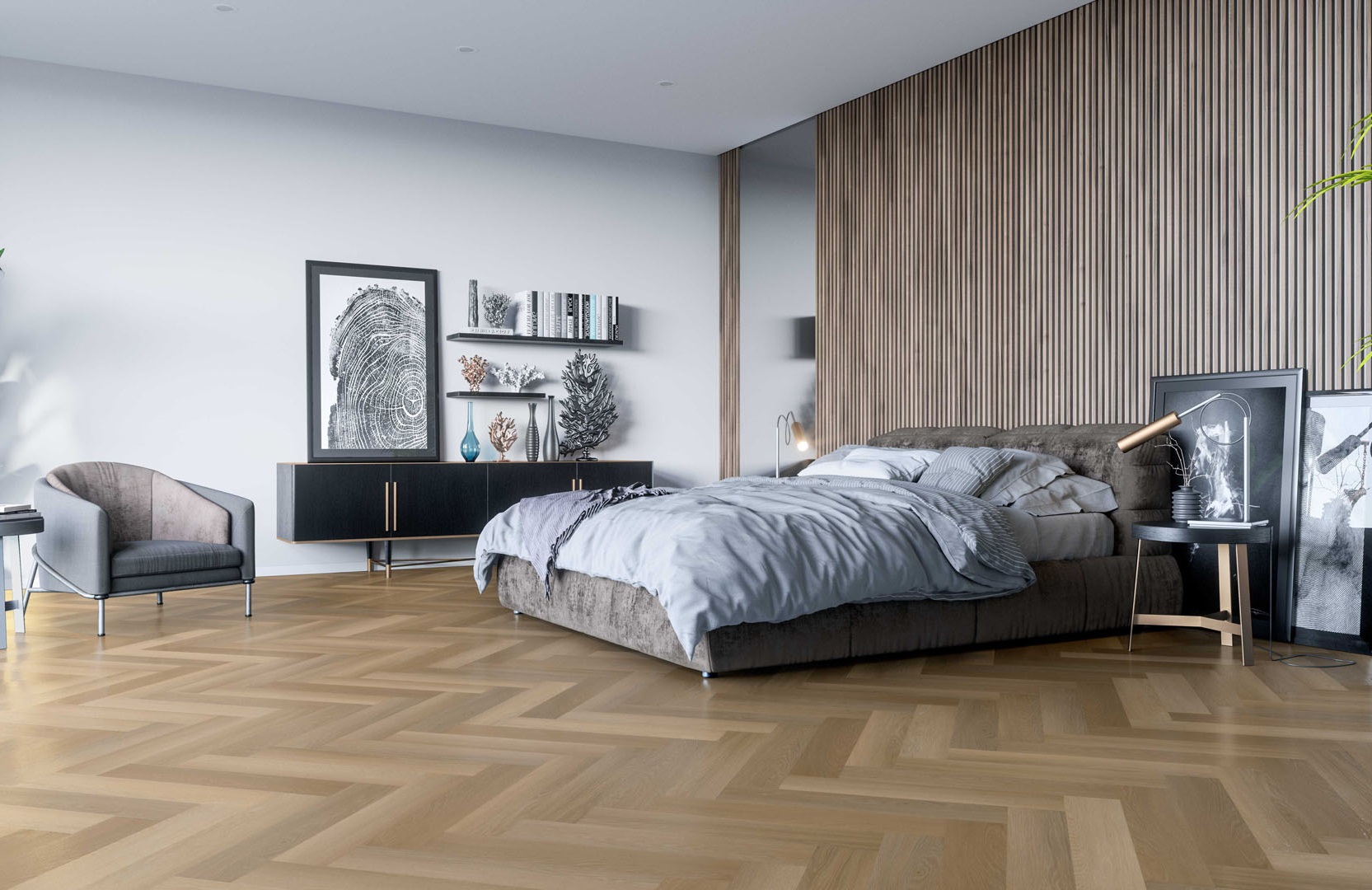 Кварцвиниловый SPC ламинат Fargo Parquet Дуб Сицилия 33-451-02 венгерская елка 615×123×4 фото в интерьере Кварцвиниловый SPC ламинат Fargo Parquet Дуб Сицилия 33-451-02 венгерская елка 615×123×4 фото в интерьере