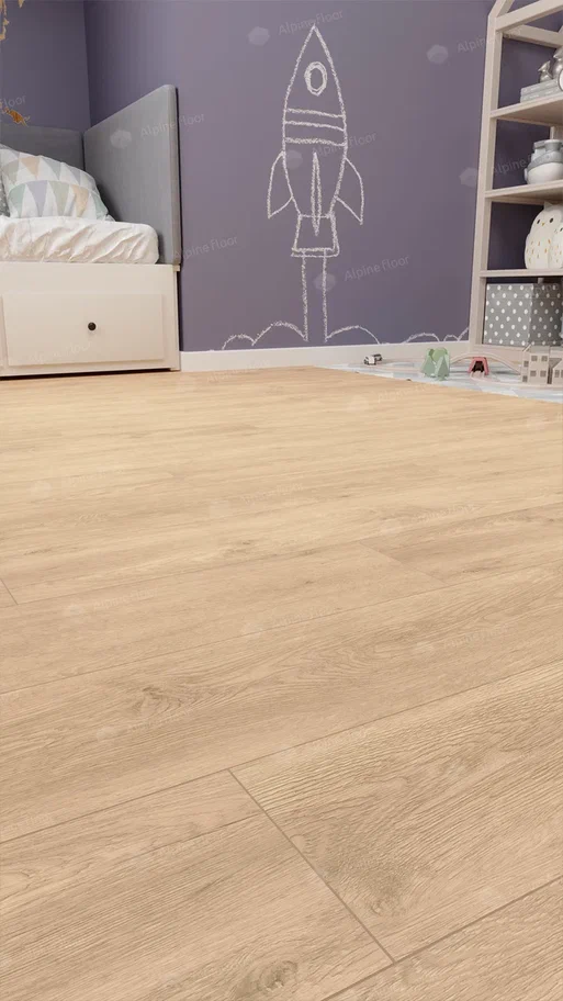 Кварцвиниловый SPC ламинат Alpine Floor Classic Дуб Ваниль Селект ECO 106-3 1220×183×4 фото в интерьере