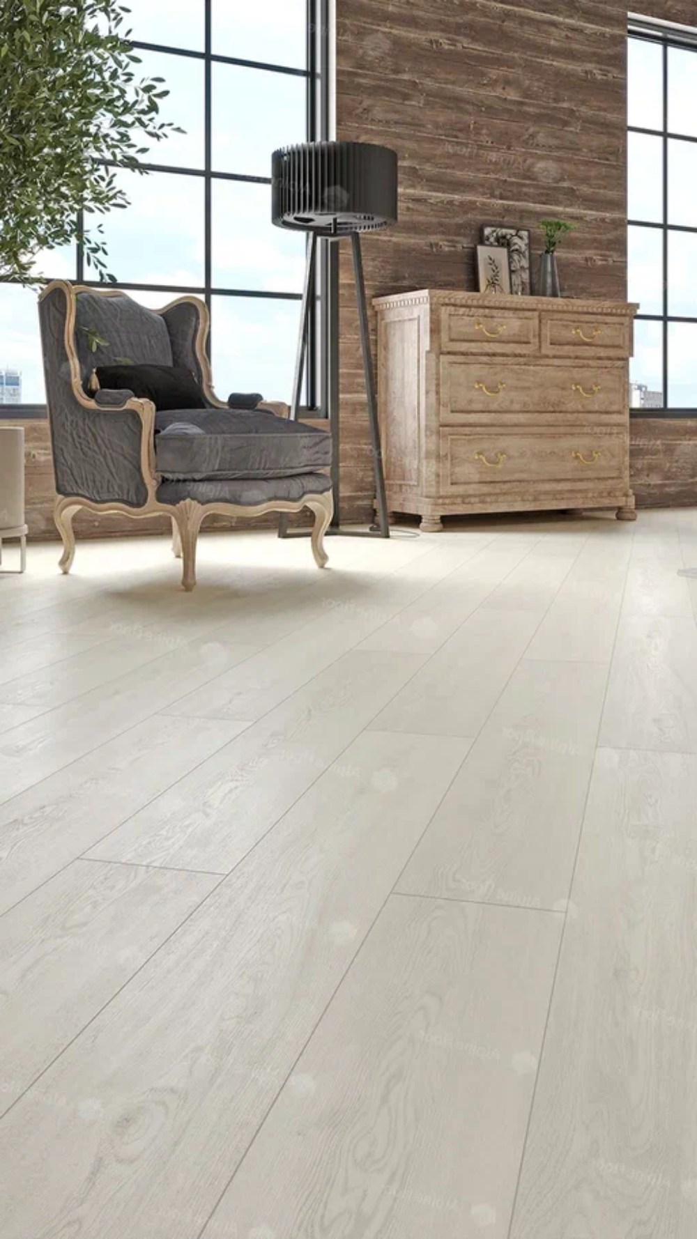 Кварцвиниловый SPC ламинат Alpine Floor Classic Дуб Арктик ECO 134-7 1220×183×4 фото в интерьере