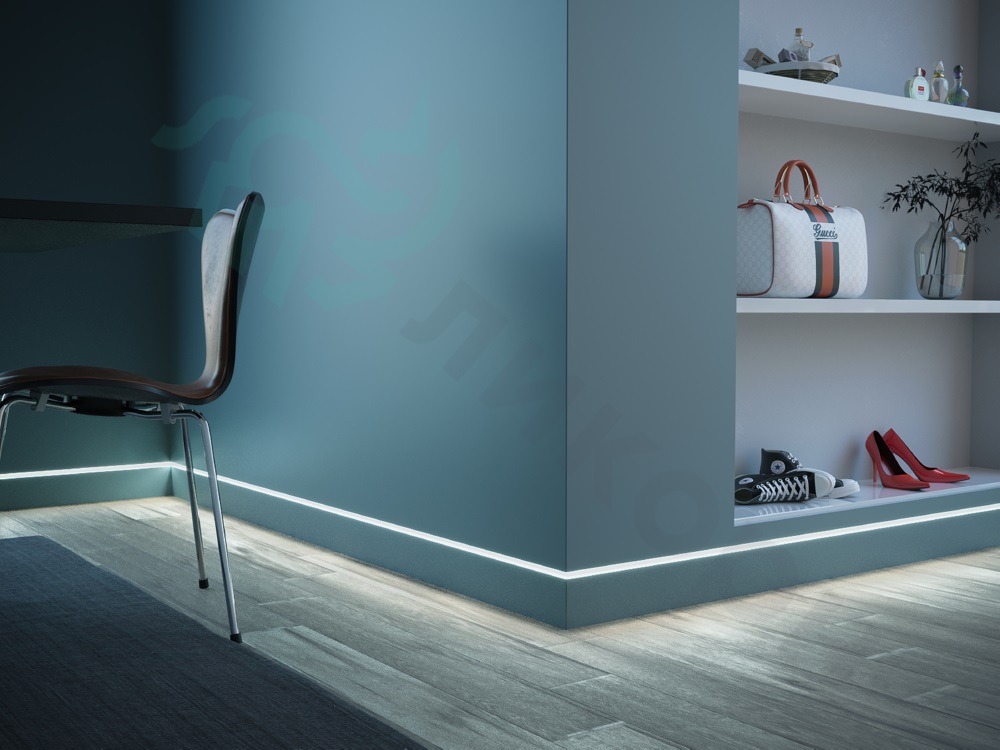 Плинтус алюминиевый скрытый Ликорн C-02.2.1 блестящий с подсветкой 2050×105×13,3 Плинтус алюминиевый скрытый Ликорн C-02.2.1 блестящий с подсветкой 2050×105×13,3