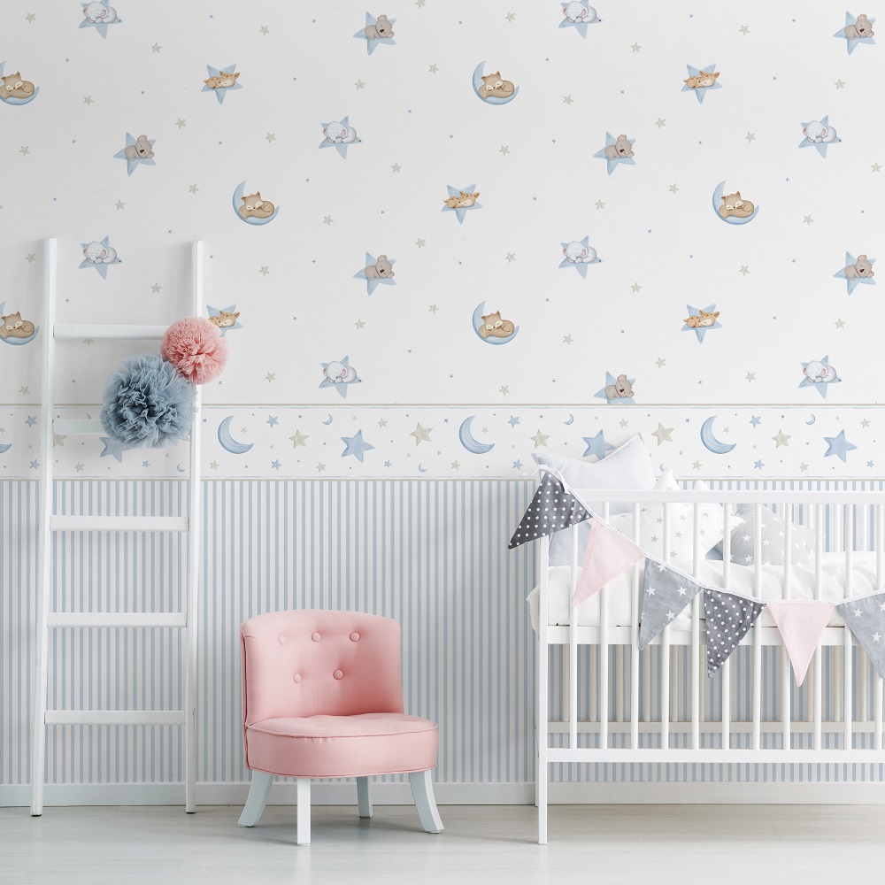 Обои Aura Pippo Dreams 450-1 10,05×0,53 фото в интерьере