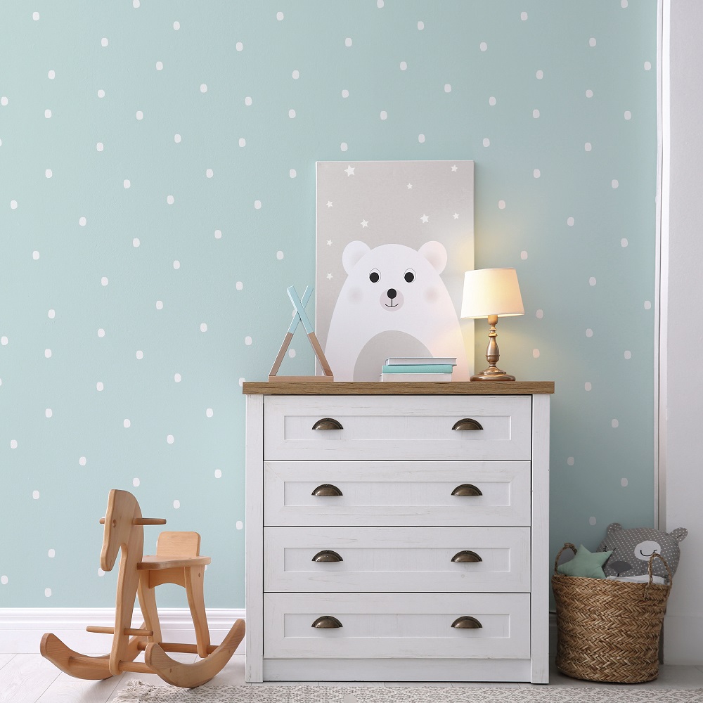Обои Aura Pippo Spots 460-1 10,05×0,53 фото в интерьере