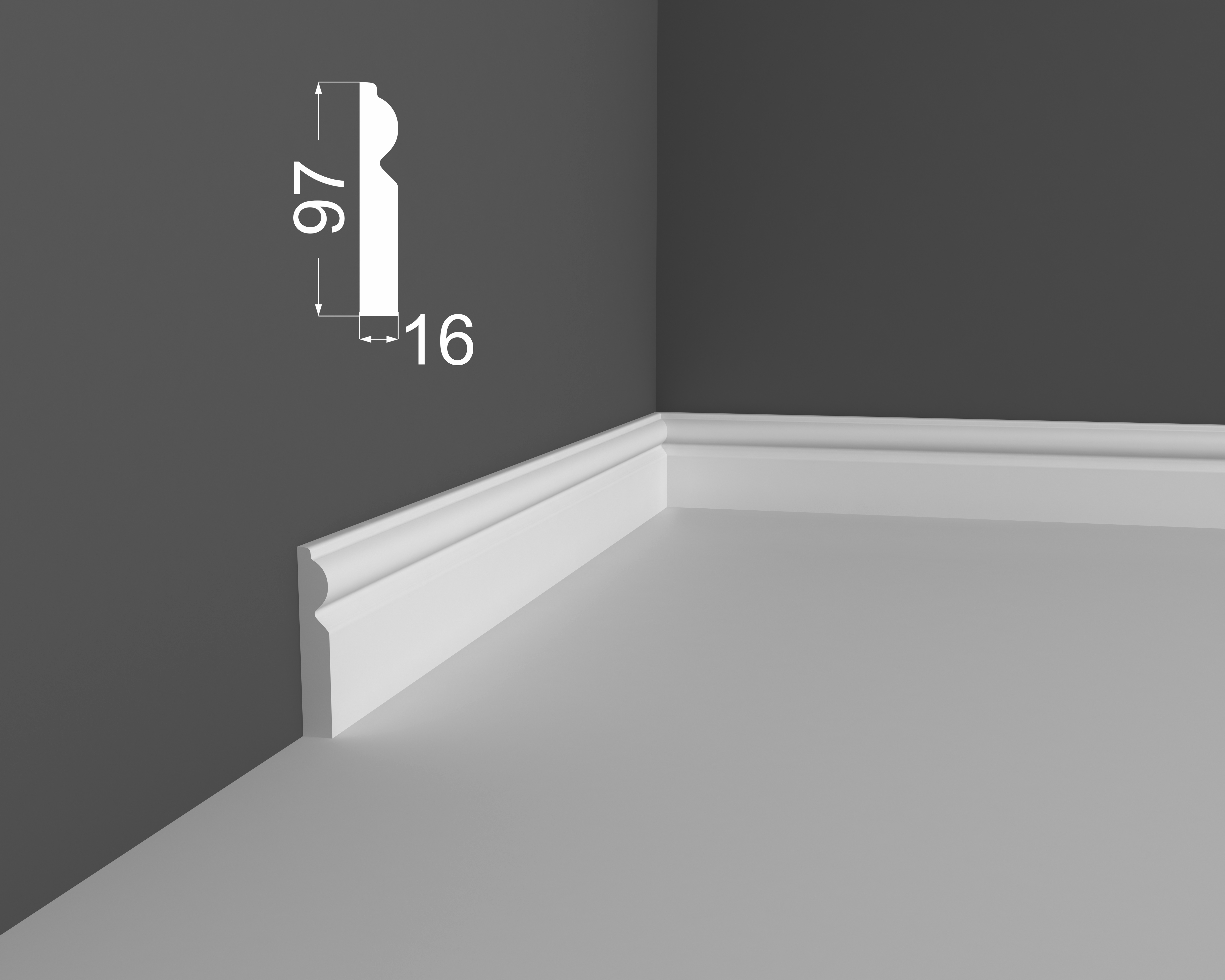 Плинтус МДФ под покраску Ликорн Р 9.97.16 2070×97×16 Плинтус МДФ под покраску Ликорн Р 9.97.16 2070×97×16