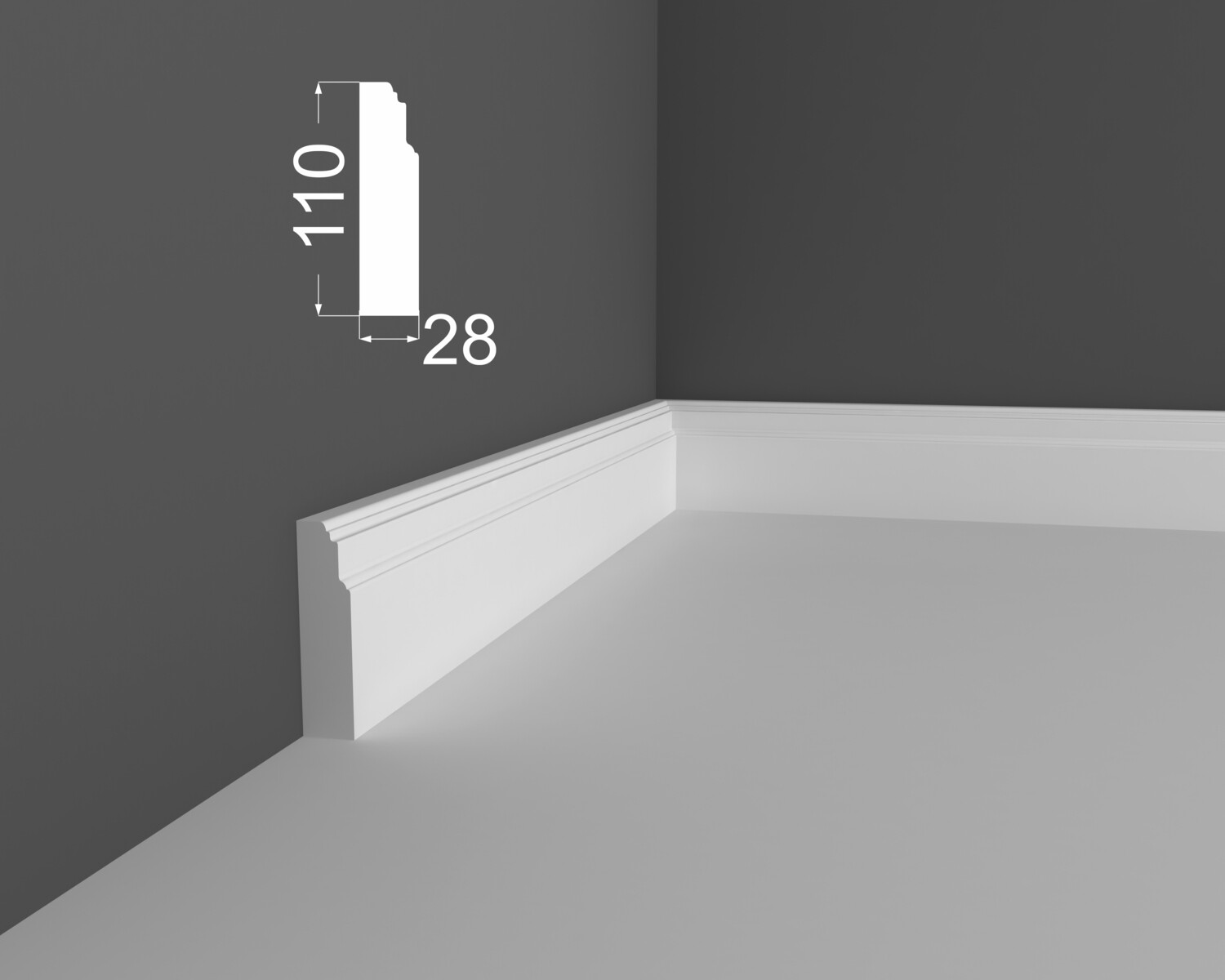 Плинтус МДФ под покраску Ликорн Р 10.110.28 2070×110×28 Плинтус МДФ под покраску Ликорн Р 10.110.28 2070×110×28