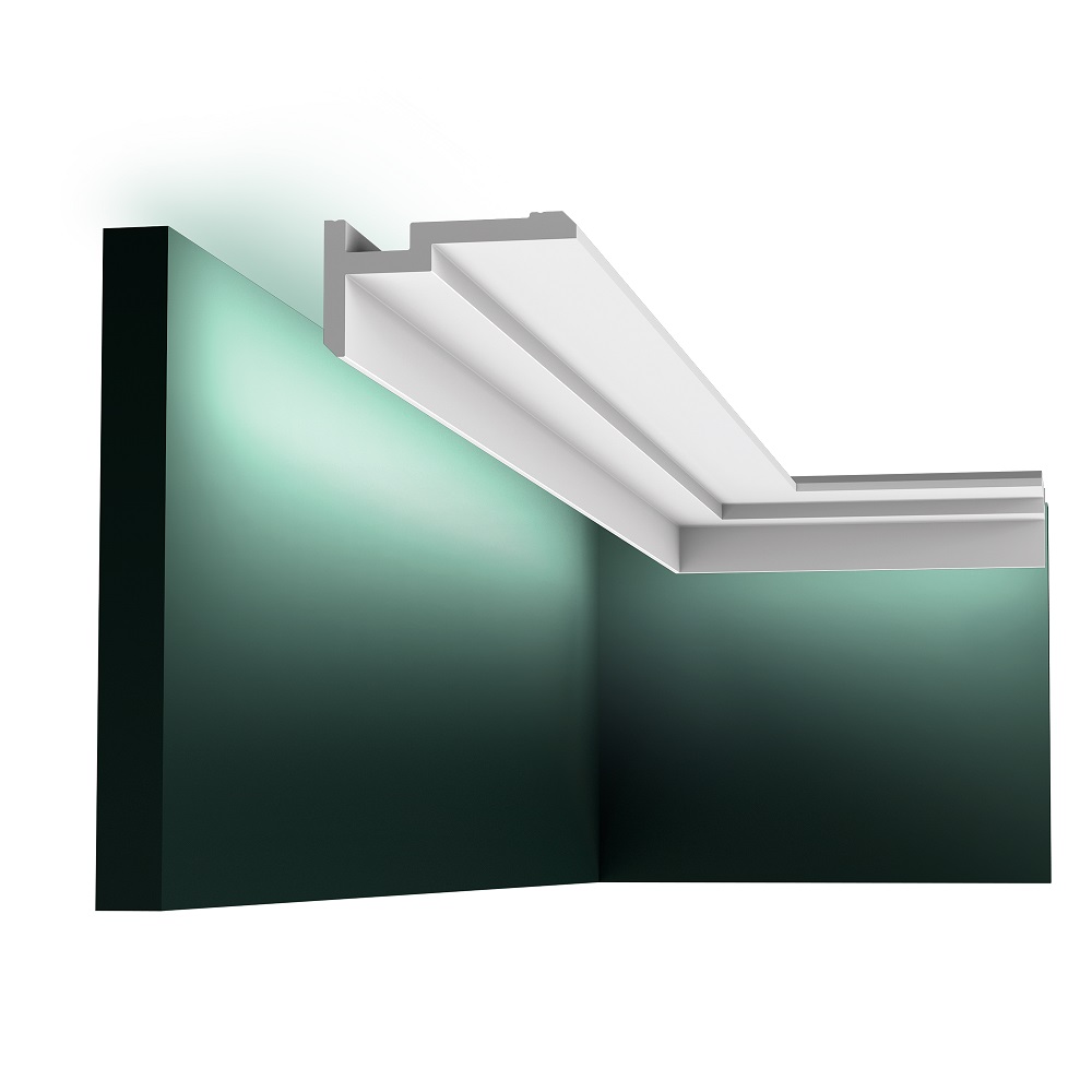 Потолочный плинтус под покраску Orac Decor Modern U-STEPS CX197 с подсветкой 2000×93×50