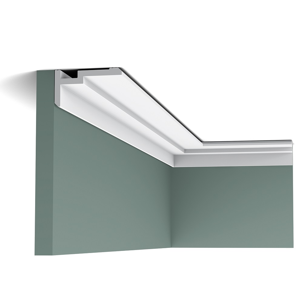 Потолочный плинтус под покраску Orac Decor Modern U-STEPS CX197 с подсветкой 2000×93×50
