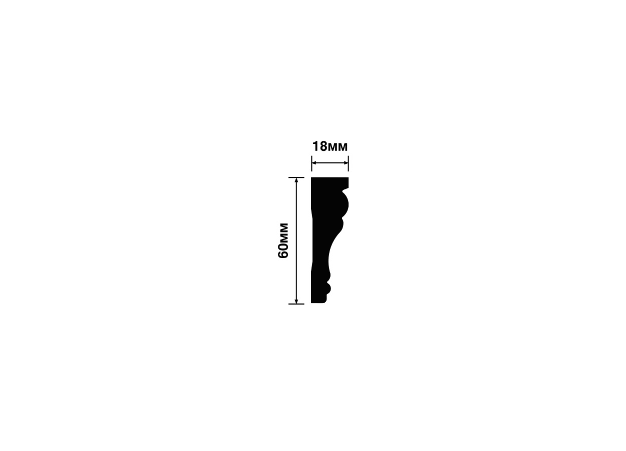 Потолочный плинтус под покраску Hiwood T1060 2000×18×60