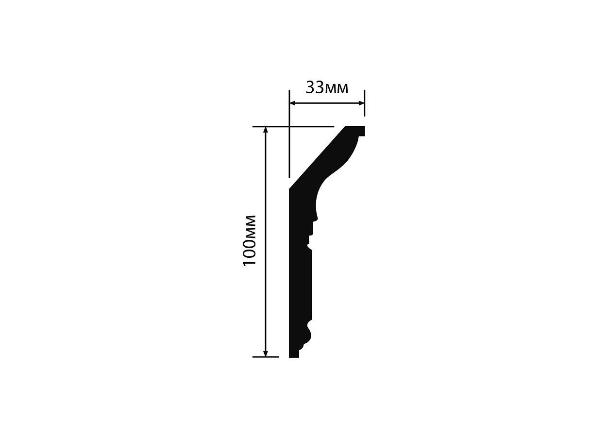 Потолочный плинтус под покраску Hiwood L1902M с подсветкой 2000×33×100