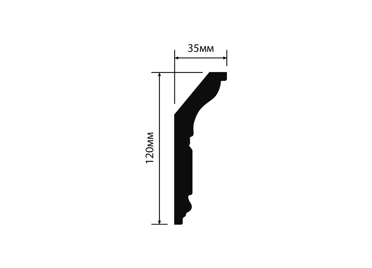 Потолочный плинтус под покраску Hiwood L1902 с подсветкой 2000×35×120