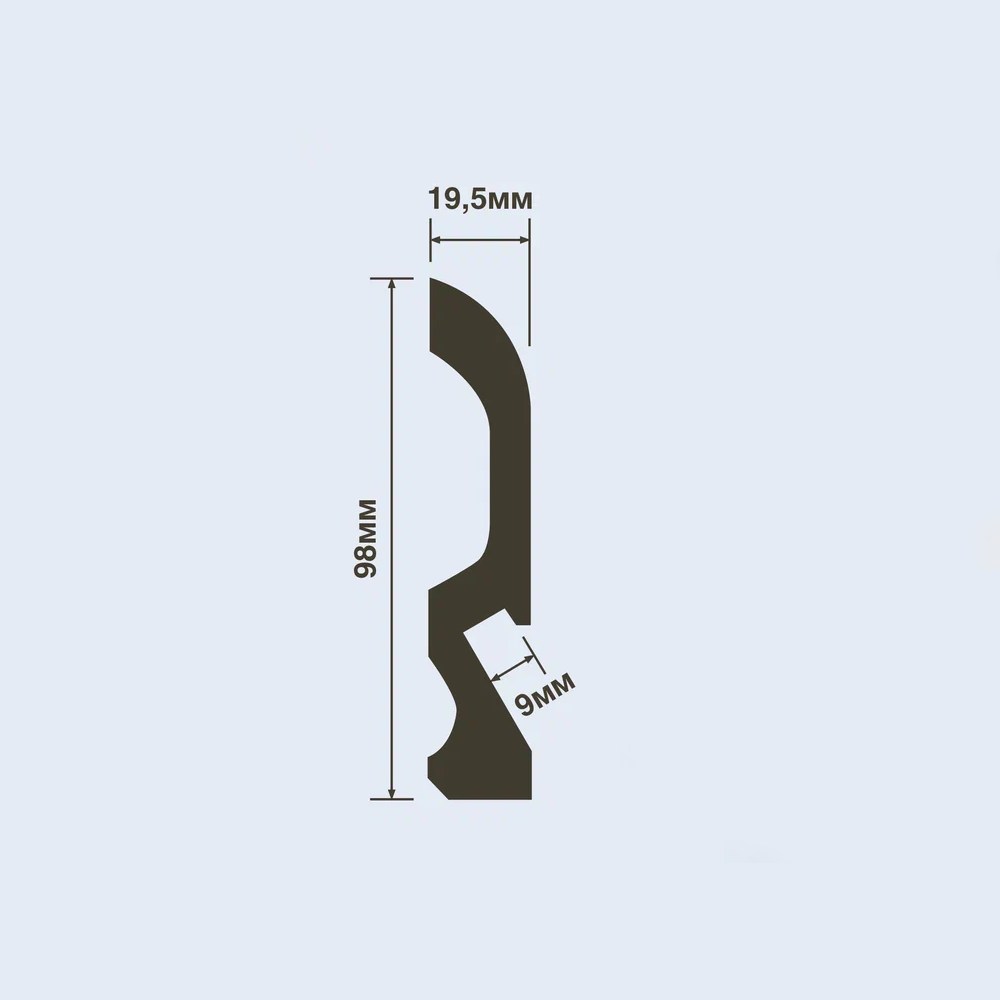 Плинтус под покраску Hiwood LB98 с подсветкой 2000×98×19,5