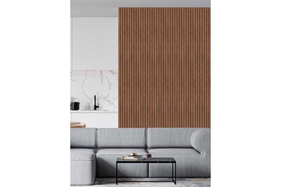 Стеновая панель из полистирола Hiwood LV124 BR396 2700×120×12 фото в интерьере