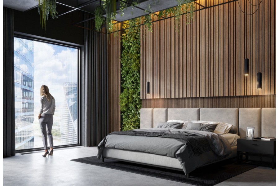 Стеновая панель из полистирола Hiwood LV133 BR396K 2700×120×12 фото в интерьере