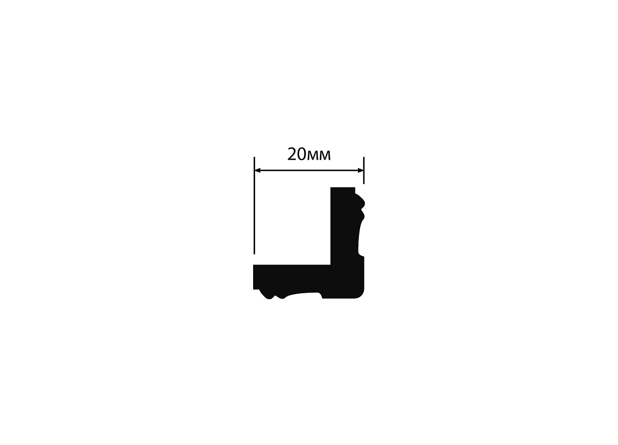 Молдинг угловой под покраску Hiwood C20V1 2000×20×20