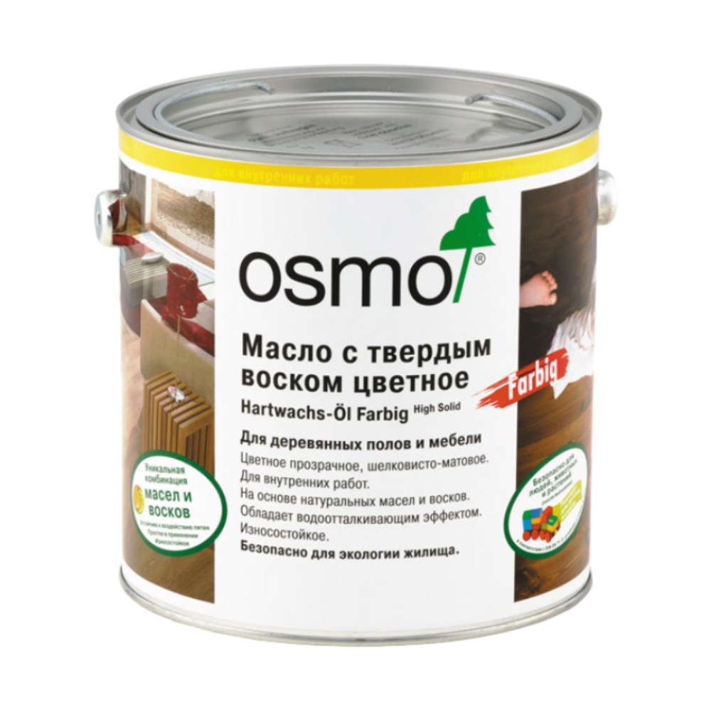 Масло с твердым воском для дерева Osmo Hartwachs-Ol Farbig цвет 3072 Янтарь шелковисто-матовое 0,22 л