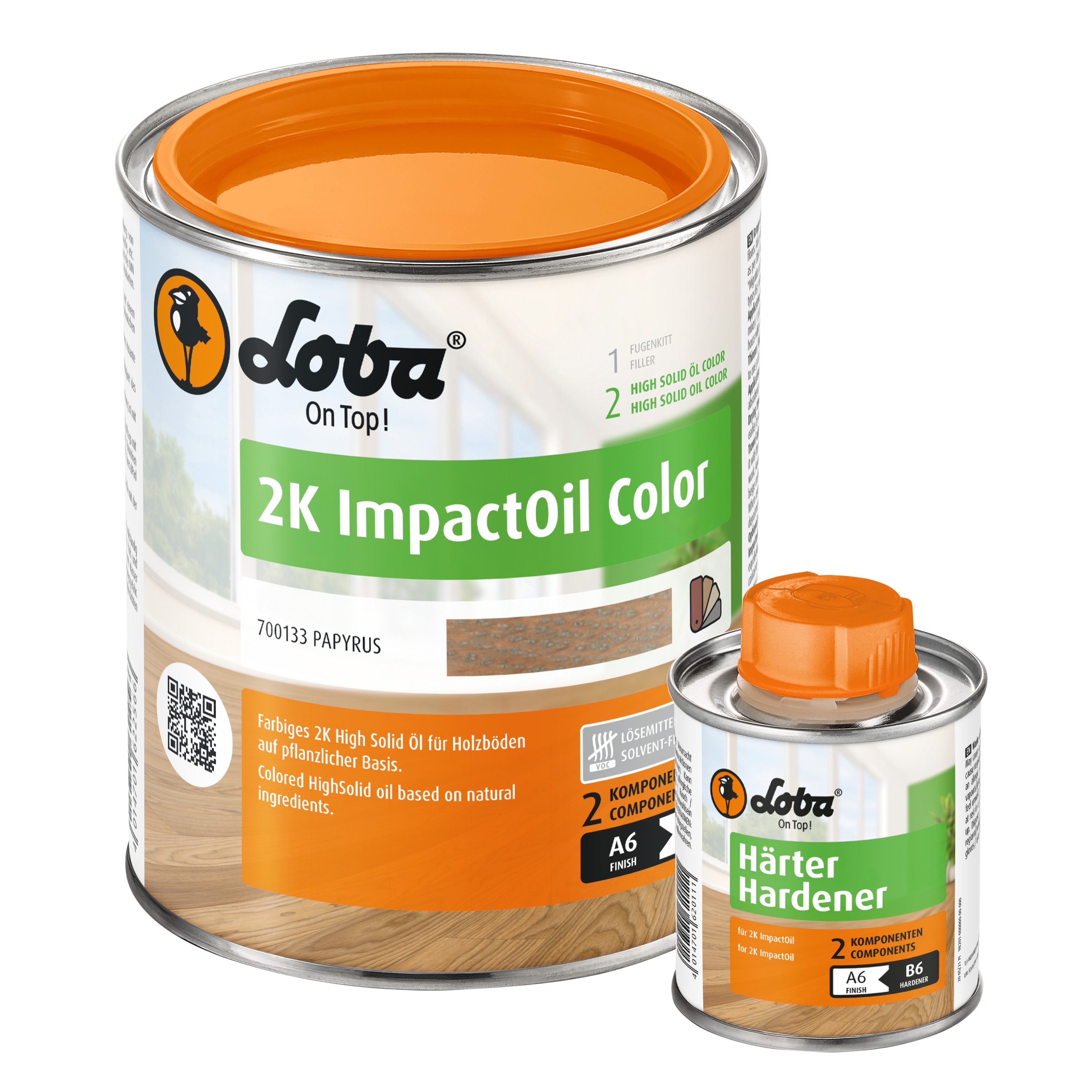 Цветное двухкомпонентное масло Loba HS 2K ImpactOil Color папирус 0,75 л