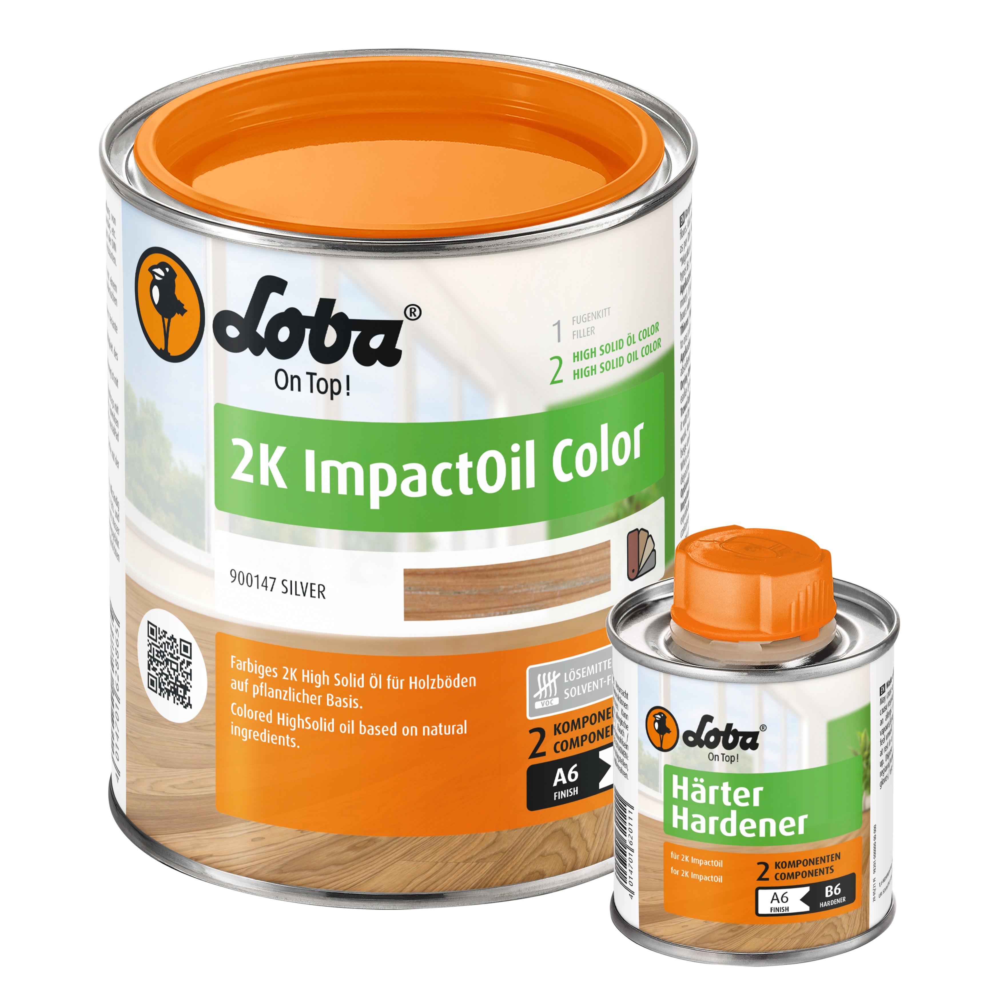 Цветное двухкомпонентное масло Loba HS 2K ImpactOil Color сильвер 0,75 л