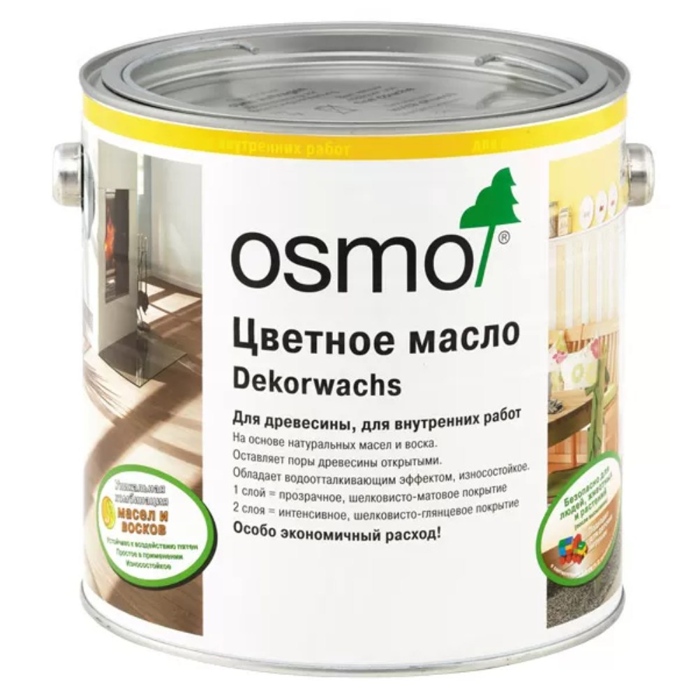 Масло с твердым воском для дерева Osmo Dekorwachs Transparent цвет 3111 Белое шелковисто-матовый 0,75 л