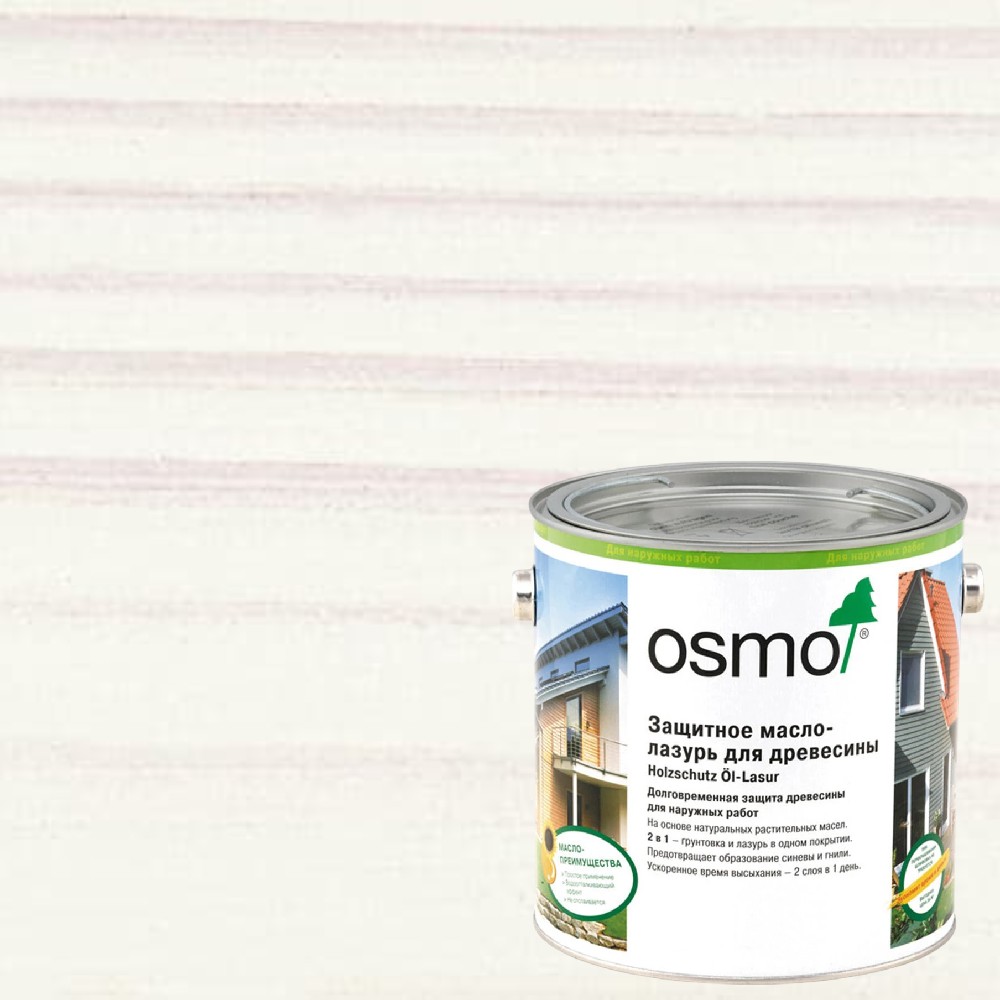 Масло-лазурь для дерева Osmo Holz-Schutz Ol Lasur цвет 900 Белый шелковисто-матовое 0,75 л