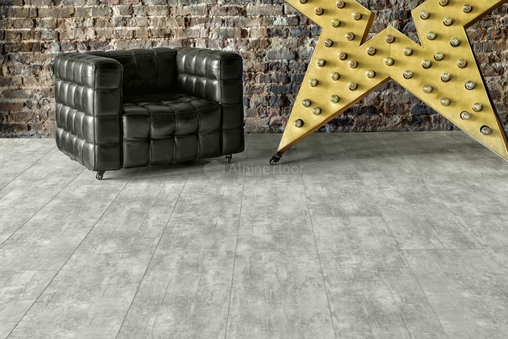 Кварцвиниловый SPC ламинат Alpine Floor Stone Mineral Core Ратленд ECO 4-6 609,6×304,8×4 фото в интерьере