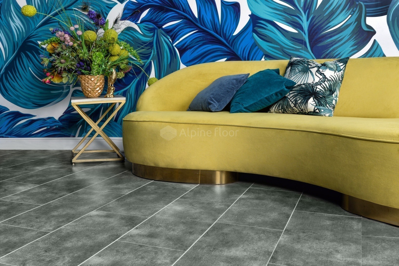 Кварцвиниловый SPC ламинат Alpine Floor Stone Mineral Core Девон ECO 4-12 609,6×304,8×4 фото в интерьере