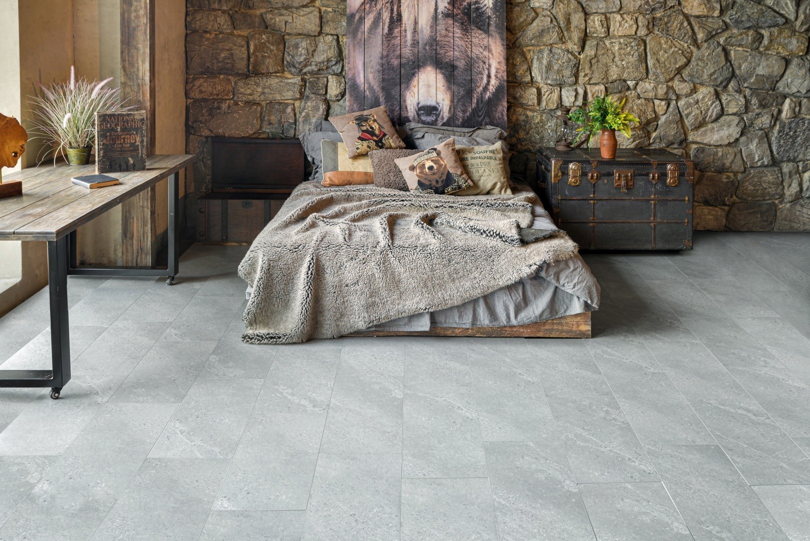 Кварцвиниловый SPC ламинат Alpine Floor Stone Mineral Core Блайд ECO 4-14 609,6×304,8×4 фото в интерьере
