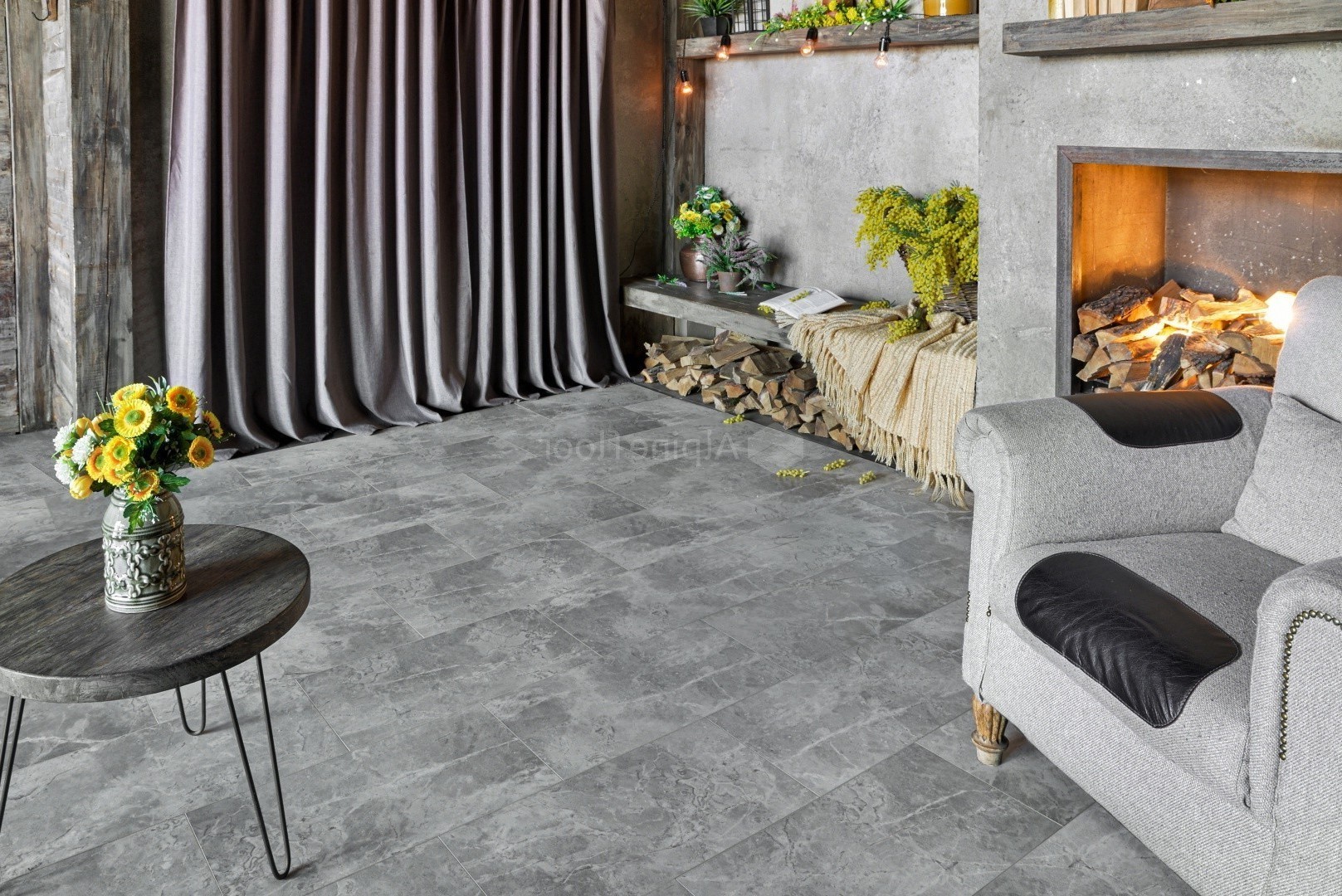 Кварцвиниловый SPC ламинат Alpine Floor Stone Mineral Core Ваймеа ECO 4-15 609,6×304,8×4 фото в интерьере